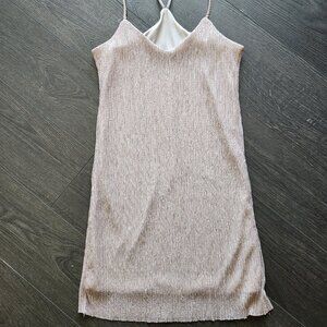 Metallic rose gold mini dress